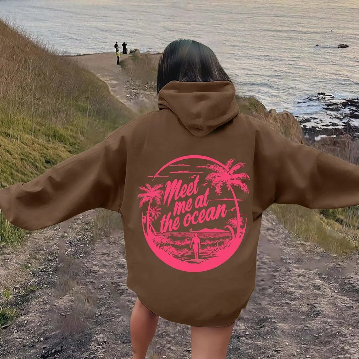 Oversized Hoodies for Women, Teen Girls Preppy Sweatshirt Long Sleeve Y2K Graphic Tees with Pockets