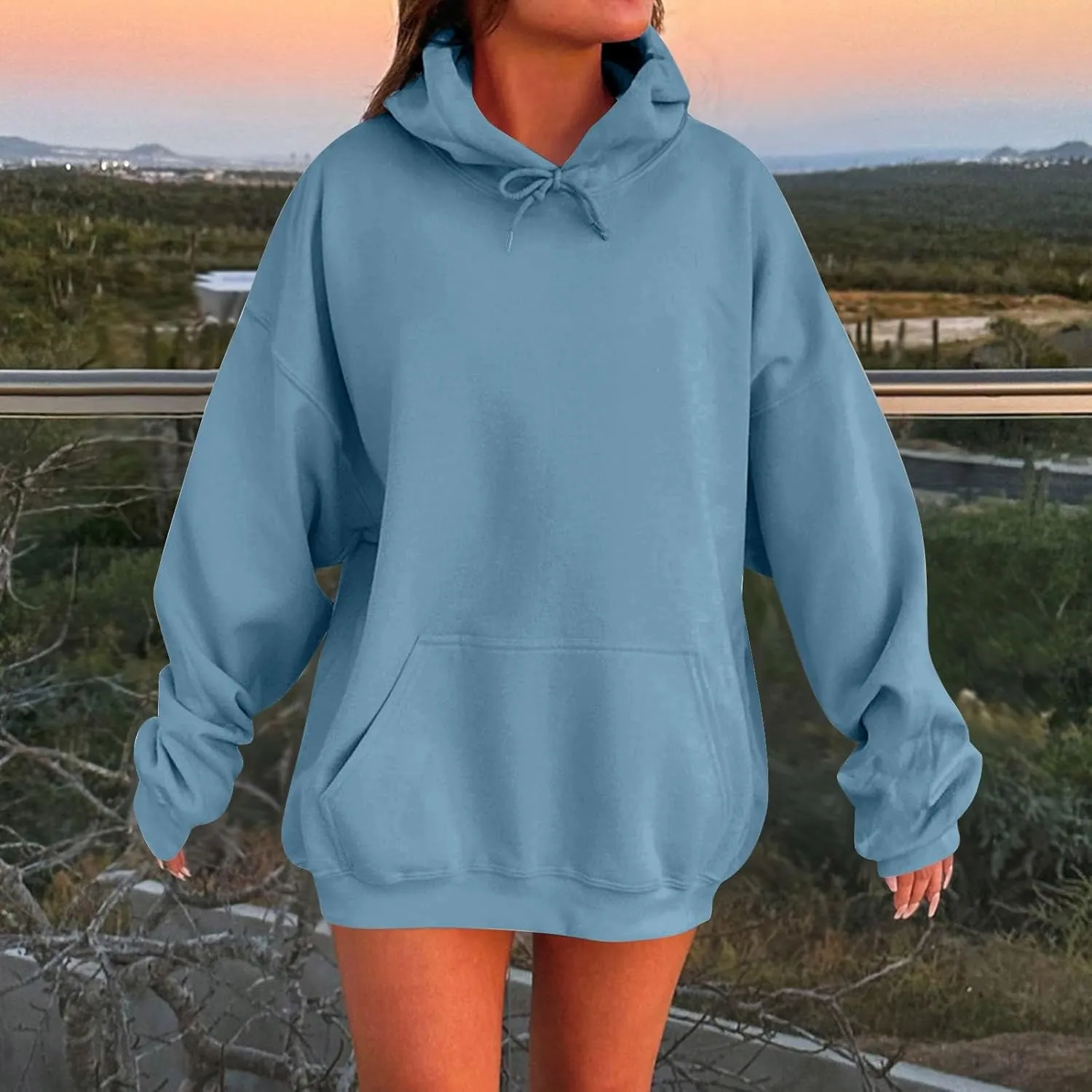 Oversized Hoodies for Women Y2k Drawstring Long Sleeve Fleece Pullover Sweatshirts Fall Outfits Clothes with Pockets