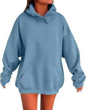 Oversized Hoodies for Women Y2k Drawstring Long Sleeve Fleece Pullover Sweatshirts Fall Outfits Clothes with Pockets