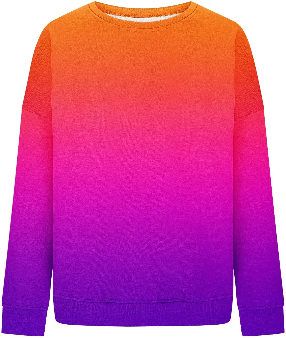 Oversized Long Sleeve Sweatshirts for Women Drop Shoulder Gradient Color Crewneck Pullover Tops Fall Fashion Clothes