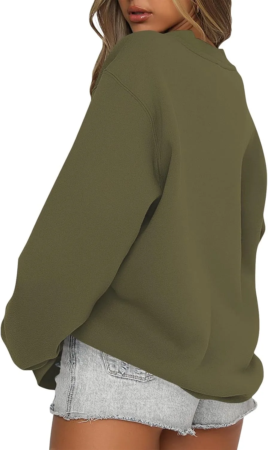 Oversized Sweatshirt for Women Crewneck Cute Sweatshirts Loose Fit Fall Hoodies Drop Shoulder Fleece Pullover