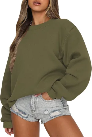 Oversized Sweatshirt for Women Crewneck Cute Sweatshirts Loose Fit Fall Hoodies Drop Shoulder Fleece Pullover