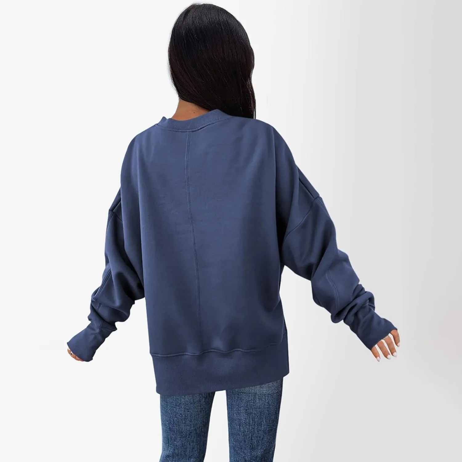 Oversized Sweatshirt for Women Loose Fit Crewneck Side Slit Draped Pullover Sweaters Casual Long Sleeve Comfrt Hoodies