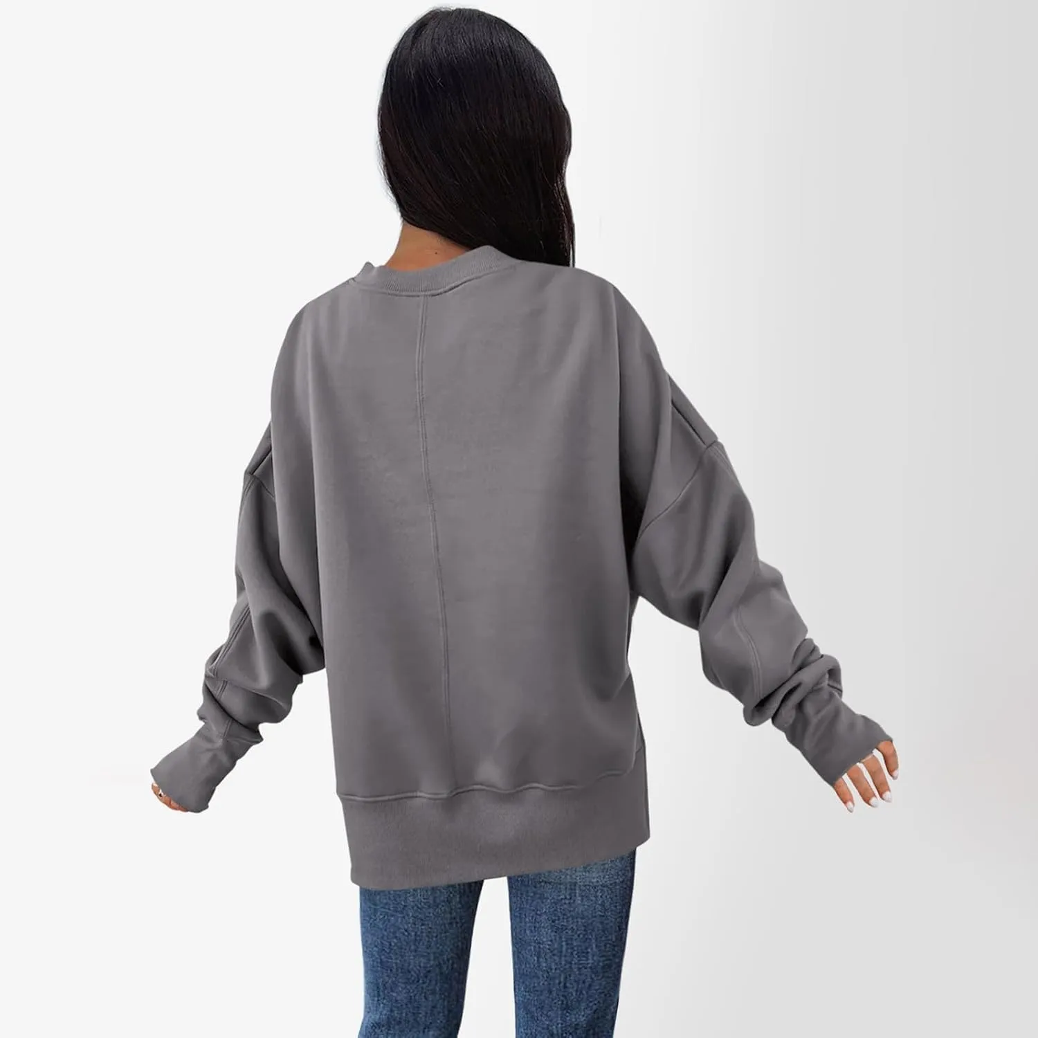 Oversized Sweatshirt for Women Loose Fit Crewneck Side Slit Draped Pullover Sweaters Casual Long Sleeve Comfrt Hoodies