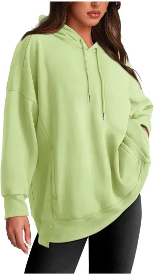 Oversized Sweatshirt for Women Plus Size Solid Color Drop Shoulder Pullover Hoodies with Pockets Fall Fashion Outfits