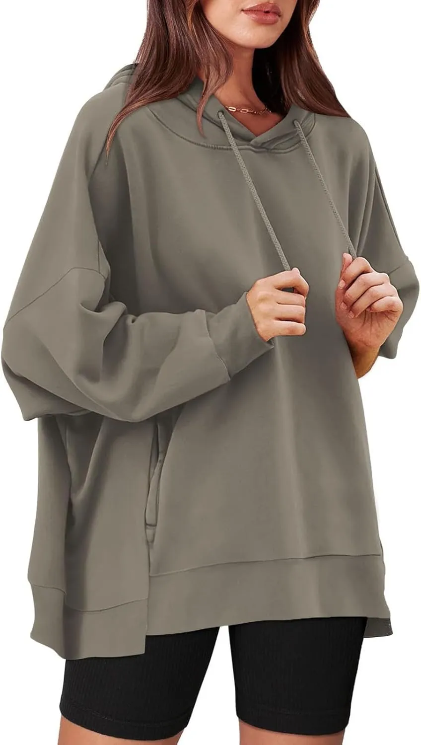 Oversized Sweatshirt for Women Plus Size Solid Color Drop Shoulder Pullover Hoodies with Pockets Fall Fashion Outfits