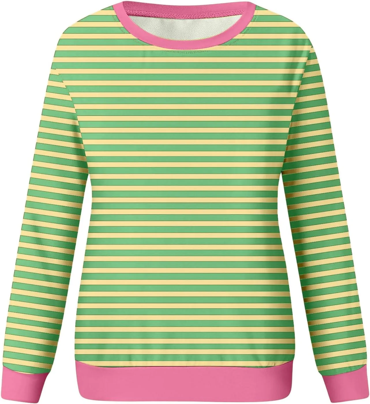 Oversized Sweatshirts for Women Loose Fit Long Sleeve Pullover Tops Striped No Hood Crewneck Casual Comfy Blouses