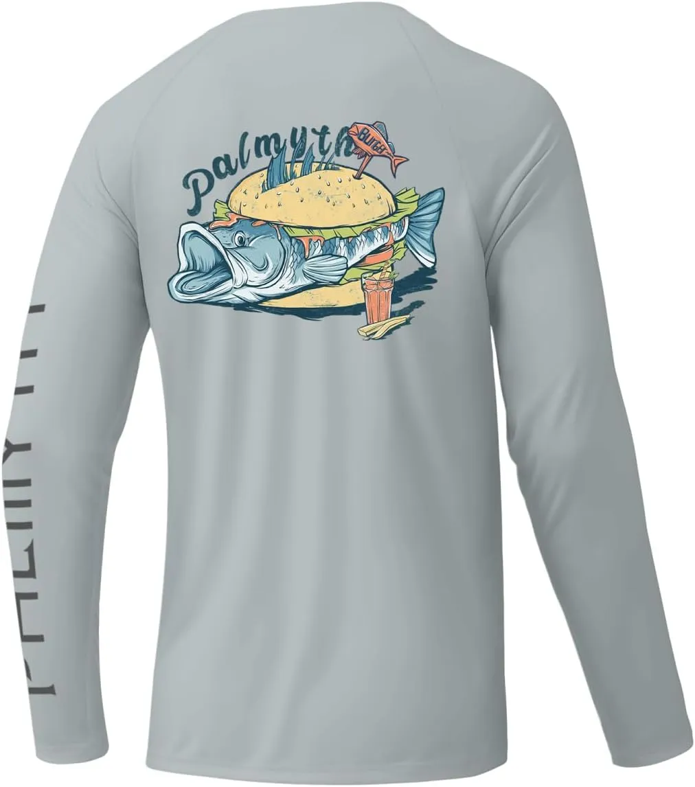 Palmyth Mens Fishing Shirts Long Sleeve Sun Protection Shirts UPF 50  Rash Guard T-Shirt Tee