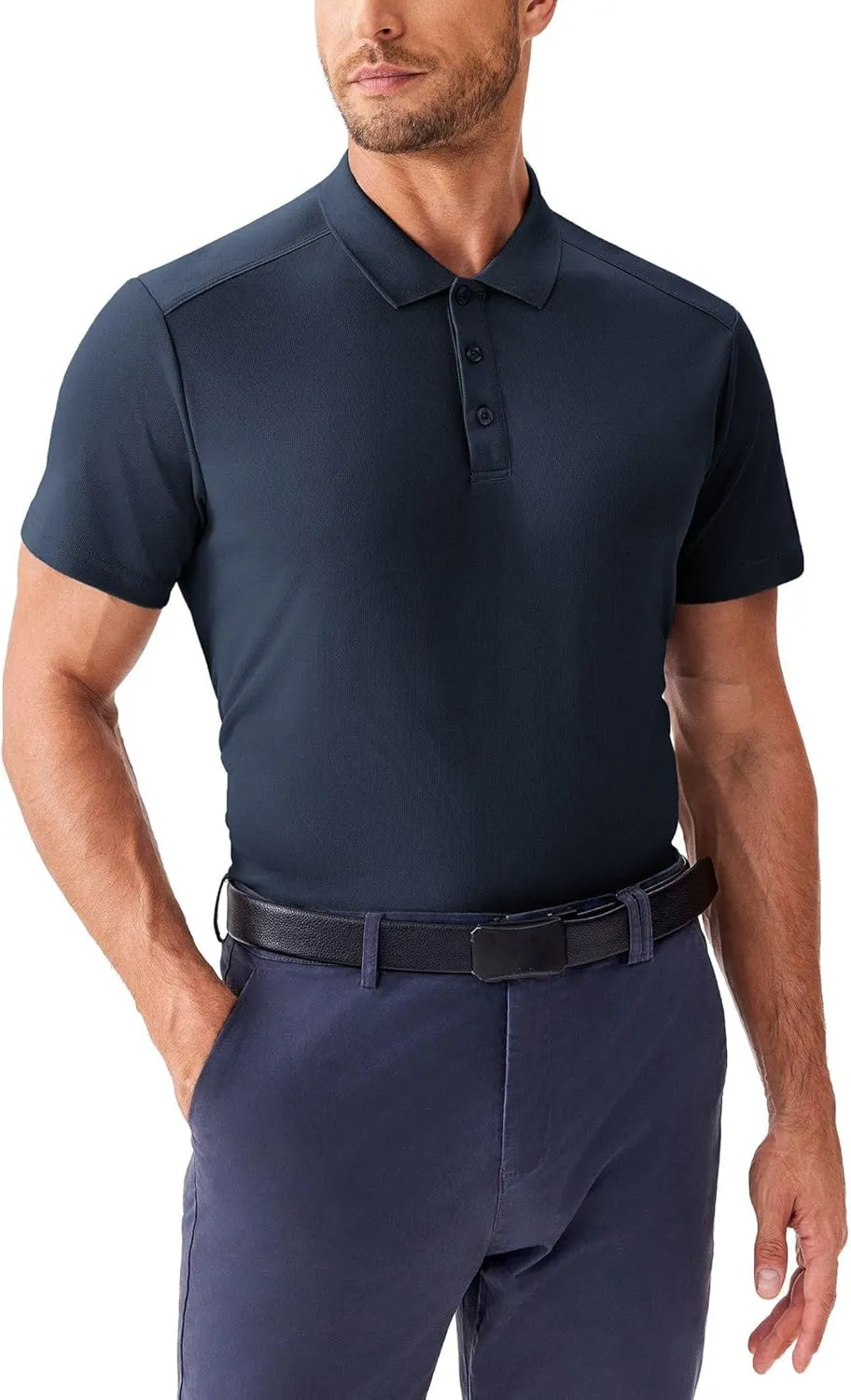 PINSPARK Golf Polo Shirts for Men Quick Dry Short Sleeve Collared Shirt Slim Fit Casual Solid Stylish Polos Shirt