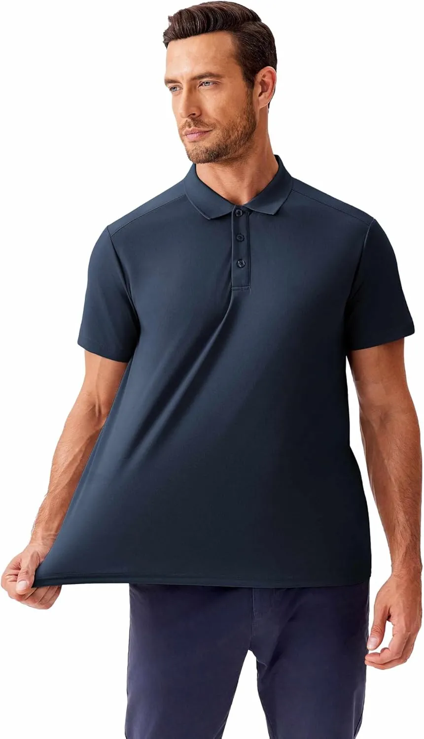 PINSPARK Golf Polo Shirts for Men Quick Dry Short Sleeve Collared Shirt Slim Fit Casual Solid Stylish Polos Shirt
