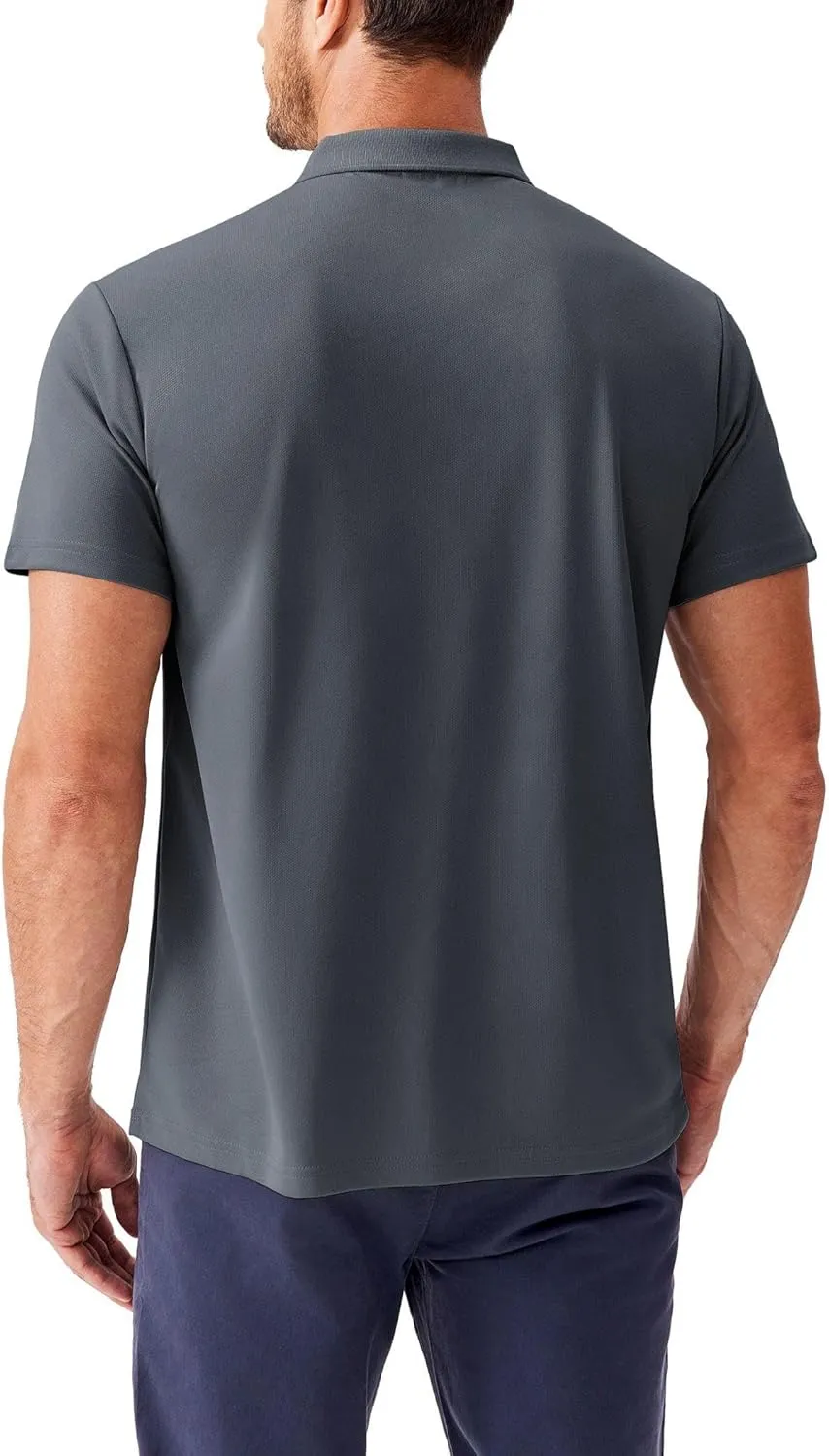 PINSPARK Golf Polo Shirts for Men Quick Dry Short Sleeve Collared Shirt Slim Fit Casual Solid Stylish Polos Shirt