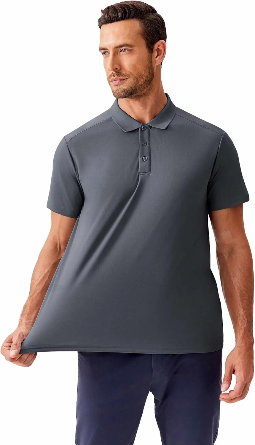 PINSPARK Golf Polo Shirts for Men Quick Dry Short Sleeve Collared Shirt Slim Fit Casual Solid Stylish Polos Shirt