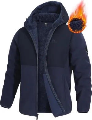 Pioneer Camp Men's Polar Fleece Jacket Sherpa Lined Warm Full Zip Up Hoodie Heavyweight Winter Jacket with Hood Outerwear