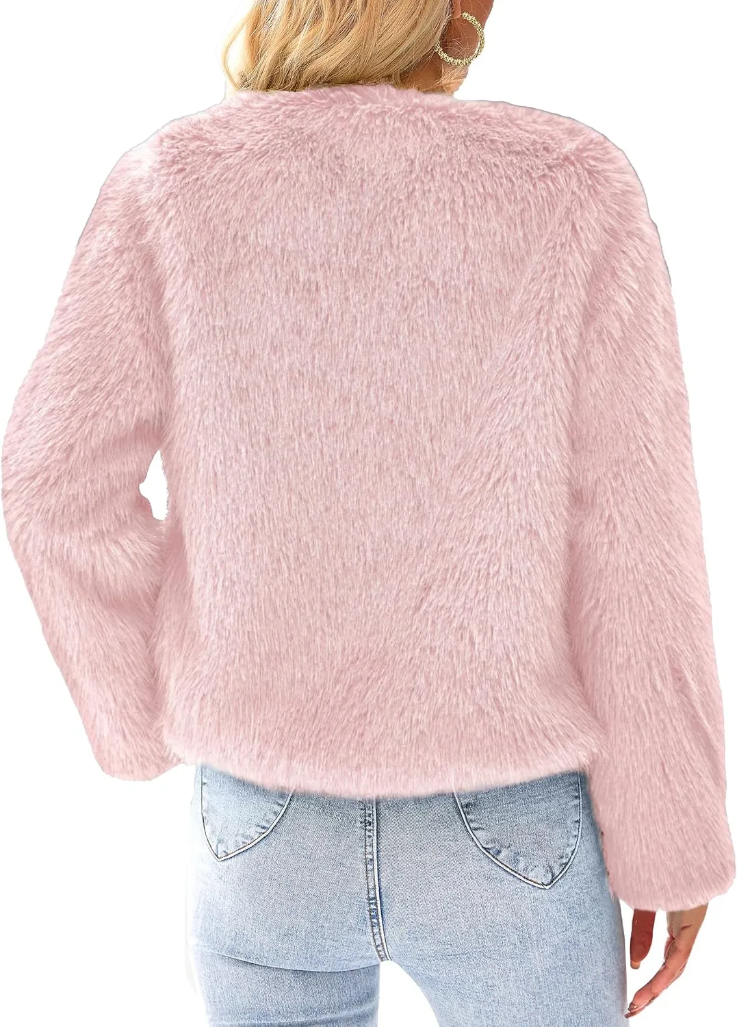 PRETTYGARDEN Women's 2025 Winter Coats Fleece Cropped Jacket Faux Fur Long Sleeve Pockets Shaggy Warm Outerwear Fall Clothes