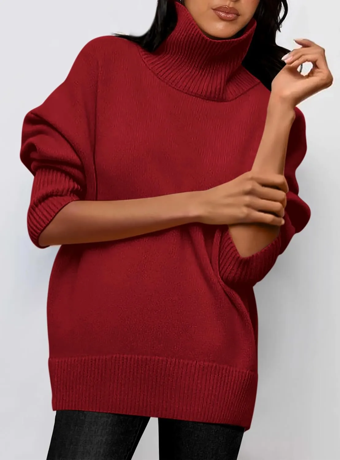 PRETTYGARDEN Women's Turtleneck Oversized Sweater Long Sleeve Chunky Knit Pullover Casual Winter Jumper Tops
