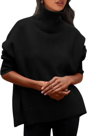 PRETTYGARDEN Women's Turtleneck Oversized Sweater Long Sleeve Chunky Knit Pullover Casual Winter Jumper Tops