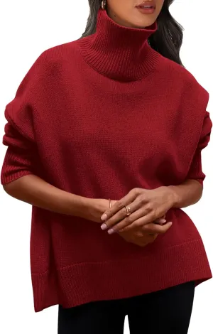PRETTYGARDEN Women's Turtleneck Oversized Sweater Long Sleeve Chunky Knit Pullover Casual Winter Jumper Tops