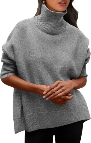 PRETTYGARDEN Women's Turtleneck Oversized Sweater Long Sleeve Chunky Knit Pullover Casual Winter Jumper Tops