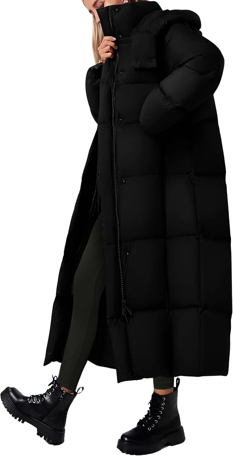 PRETTYGARDEN Women's Winter Long Puffer Coats Hooded Zip Up Casual Thickened Down Jackets Trendy Warm Clothes Outerwear