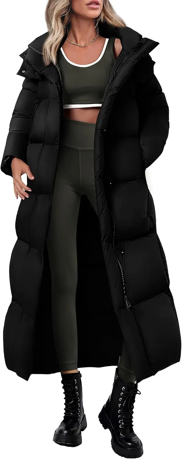 PRETTYGARDEN Women's Winter Long Puffer Coats Hooded Zip Up Casual Thickened Down Jackets Trendy Warm Clothes Outerwear