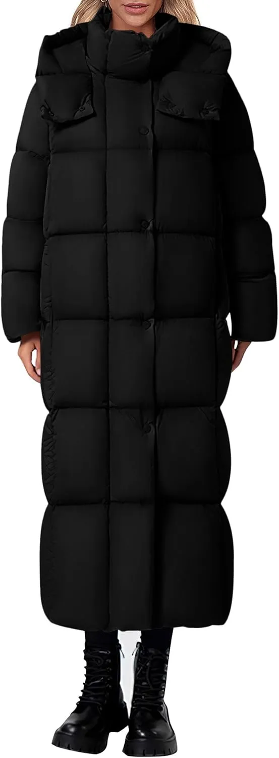 PRETTYGARDEN Women's Winter Long Puffer Coats Hooded Zip Up Casual Thickened Down Jackets Trendy Warm Clothes Outerwear