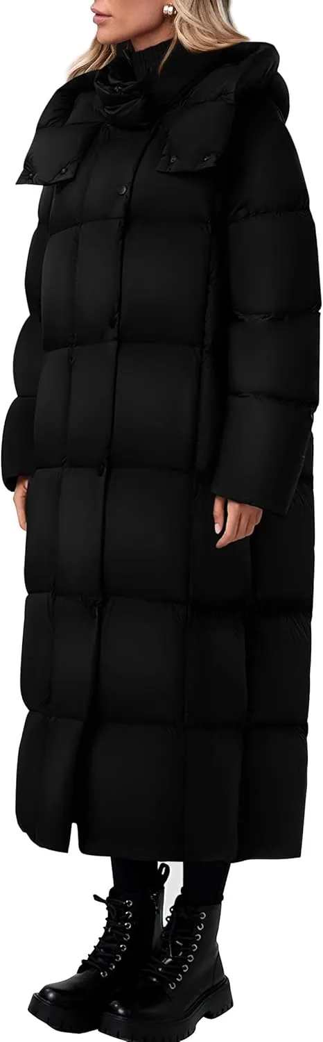 PRETTYGARDEN Women's Winter Long Puffer Coats Hooded Zip Up Casual Thickened Down Jackets Trendy Warm Clothes Outerwear