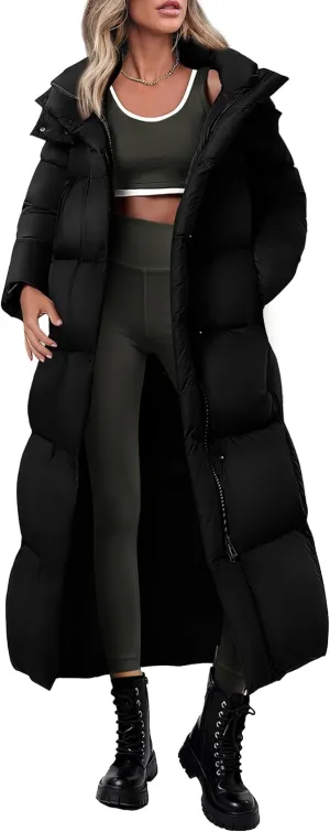PRETTYGARDEN Women's Winter Long Puffer Coats Hooded Zip Up Casual Thickened Down Jackets Trendy Warm Clothes Outerwear