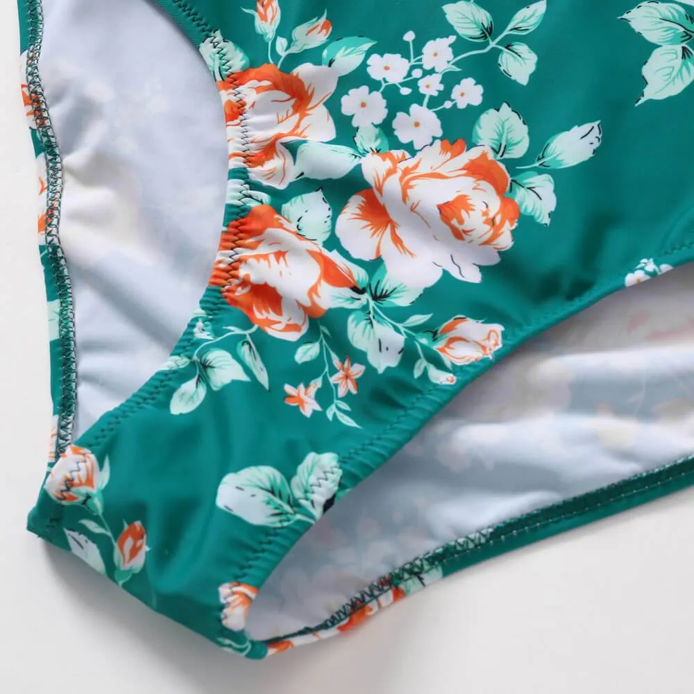 Printed parent-child swimwear four-piece suit