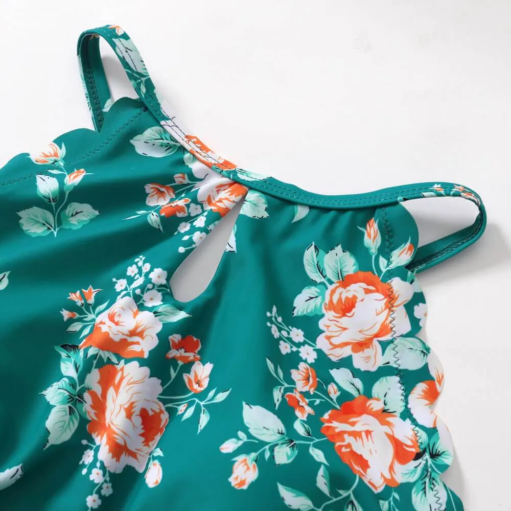 Printed parent-child swimwear four-piece suit