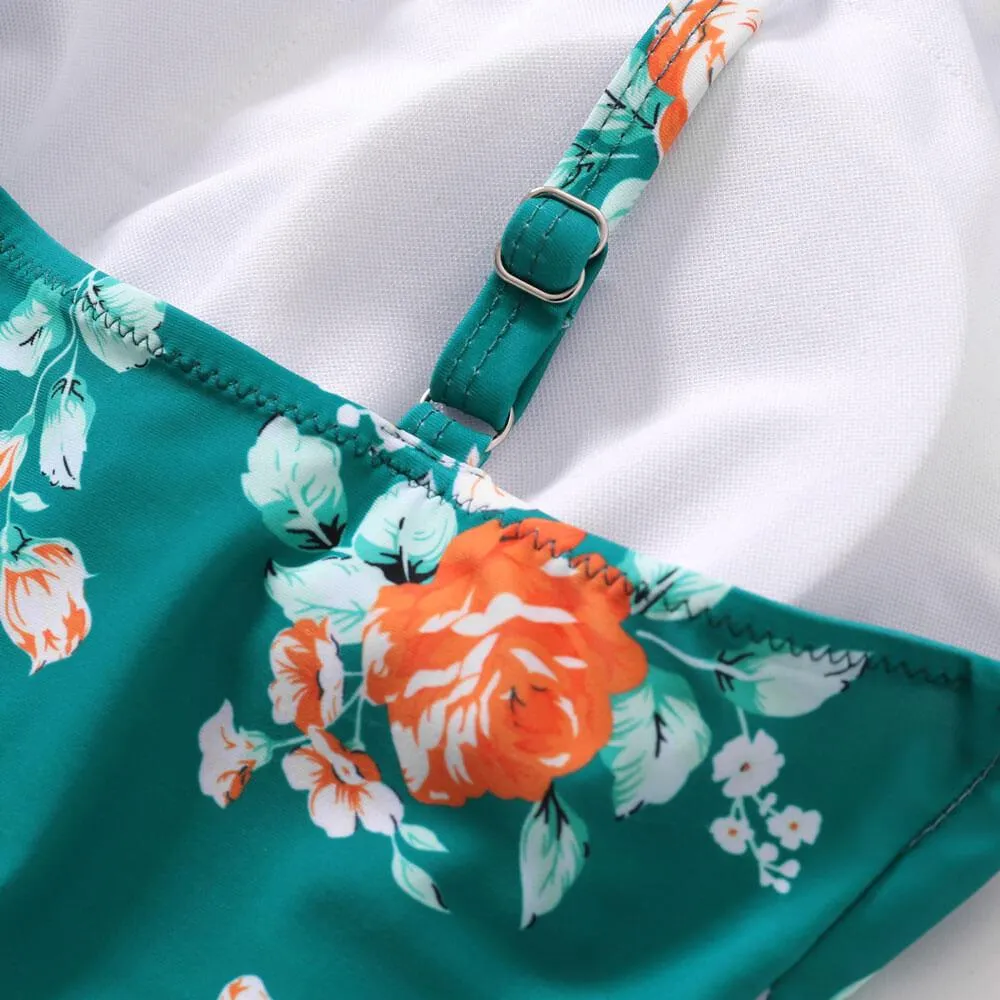 Printed parent-child swimwear four-piece suit