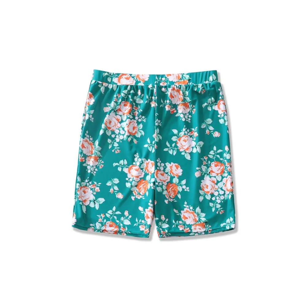 Printed parent-child swimwear four-piece suit
