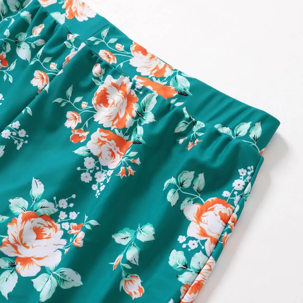 Printed parent-child swimwear four-piece suit