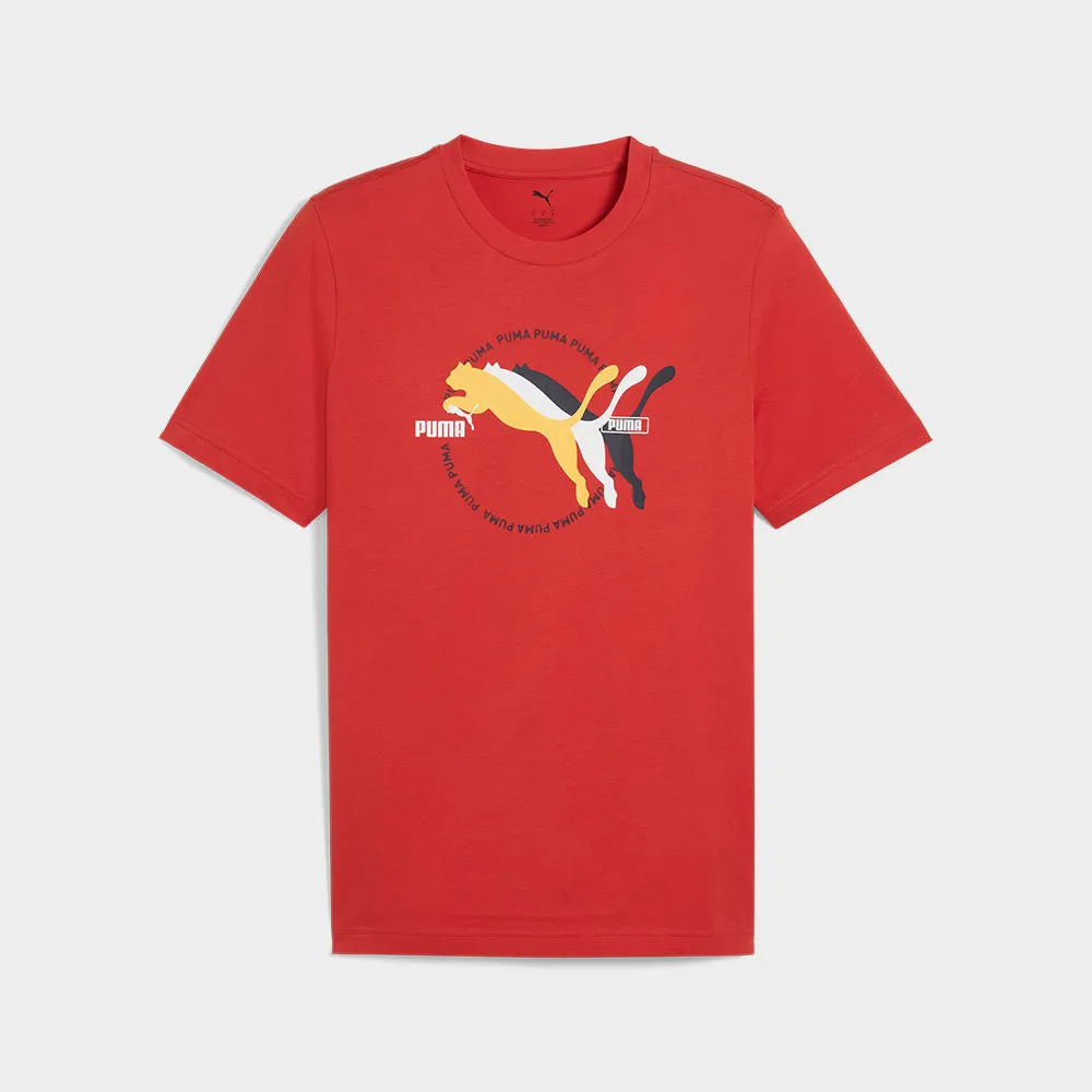 Puma Mens Graphics Multiple Logo Tee Red/Multi _ 183308 _ Red