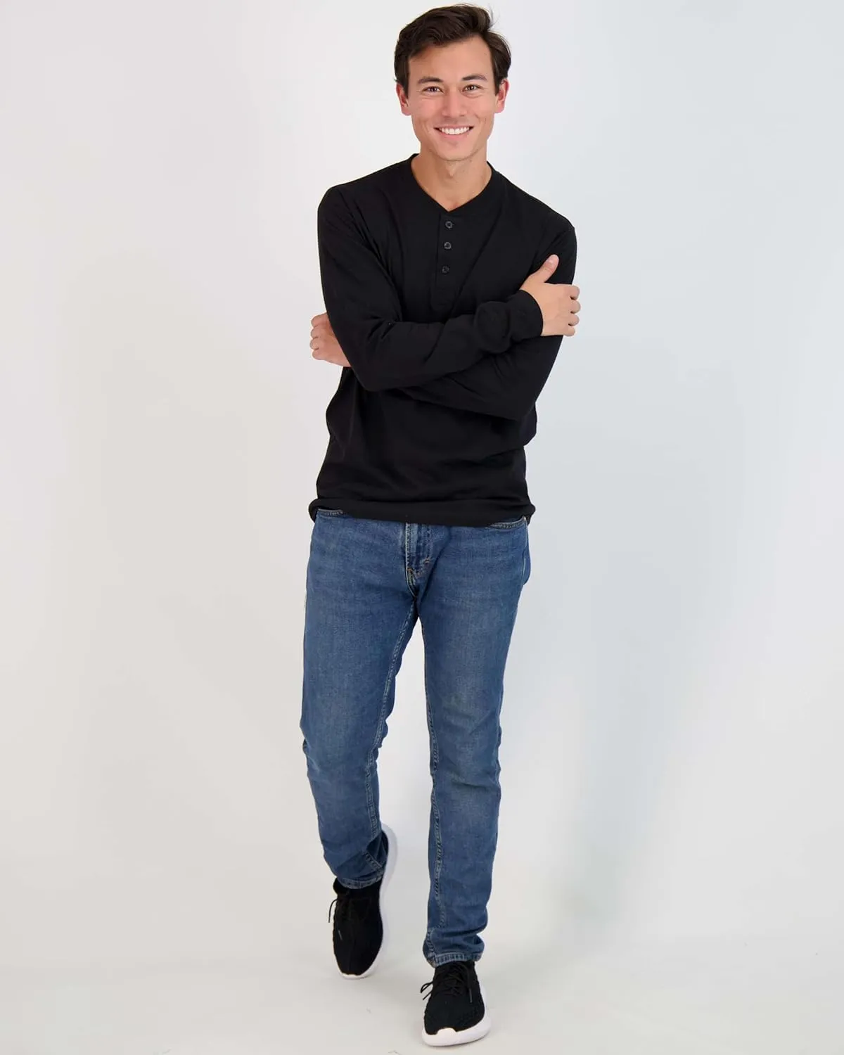 Real Essentials 3 Pack: Men's Cotton Short & Long Sleeve Henley T-Shirt Performance Activewear (Available in Big & Tall)