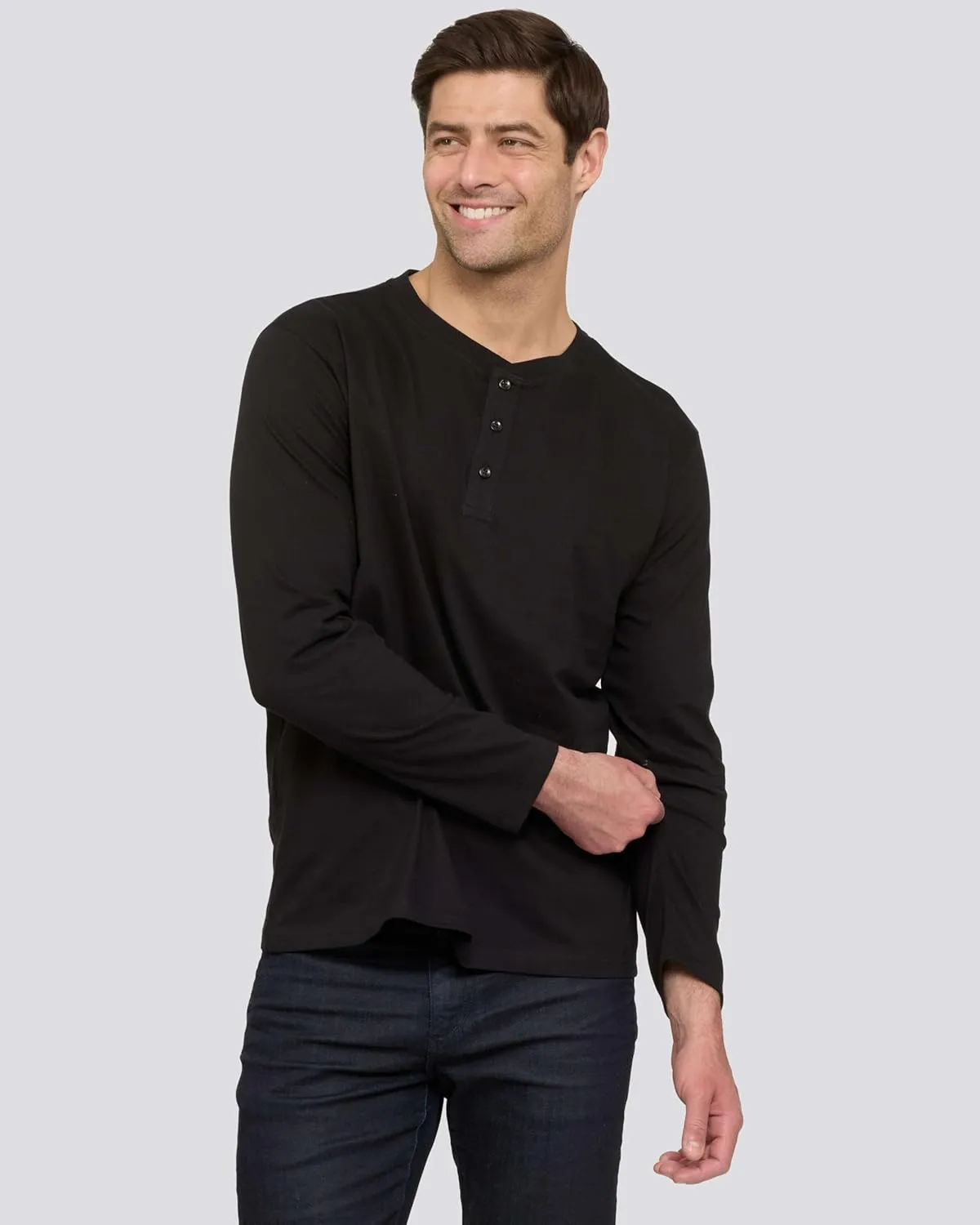 Real Essentials 3 Pack: Men's Cotton Short & Long Sleeve Henley T-Shirt Performance Activewear (Available in Big & Tall)