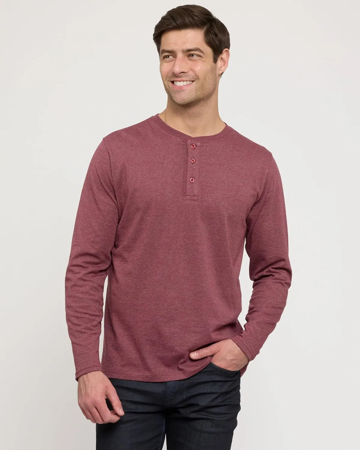Real Essentials 3 Pack: Men's Cotton Short & Long Sleeve Henley T-Shirt Performance Activewear (Available in Big & Tall)