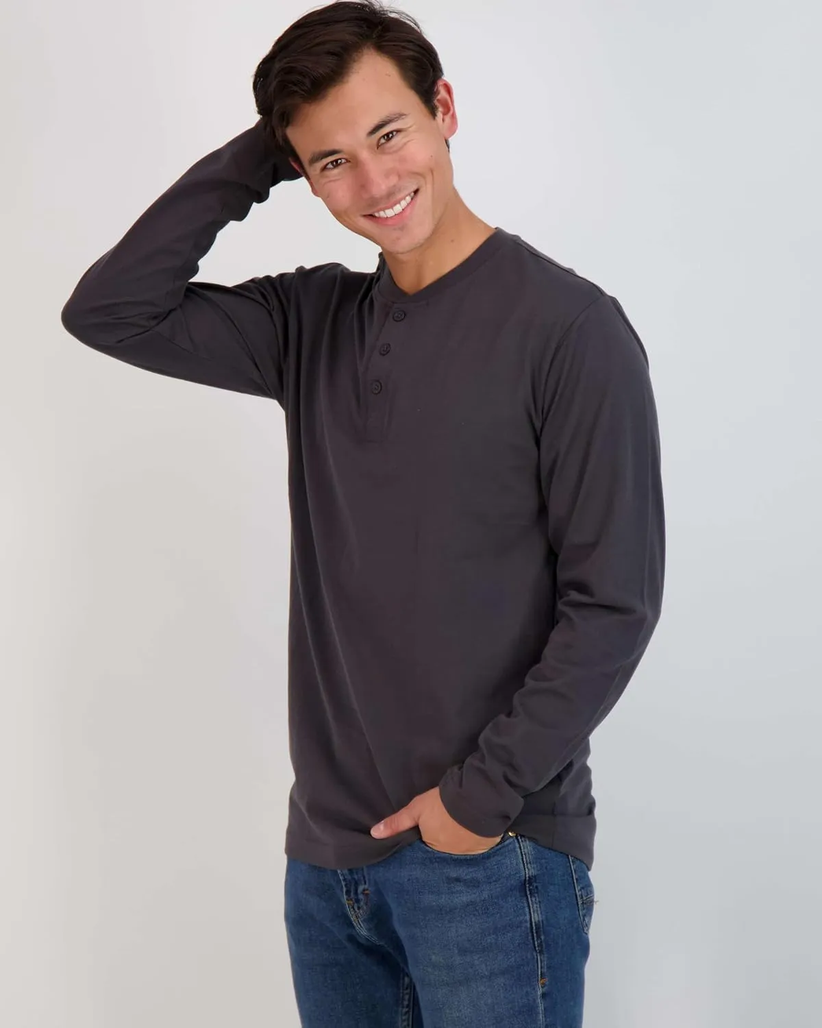 Real Essentials 3 Pack: Men's Cotton Short & Long Sleeve Henley T-Shirt Performance Activewear (Available in Big & Tall)