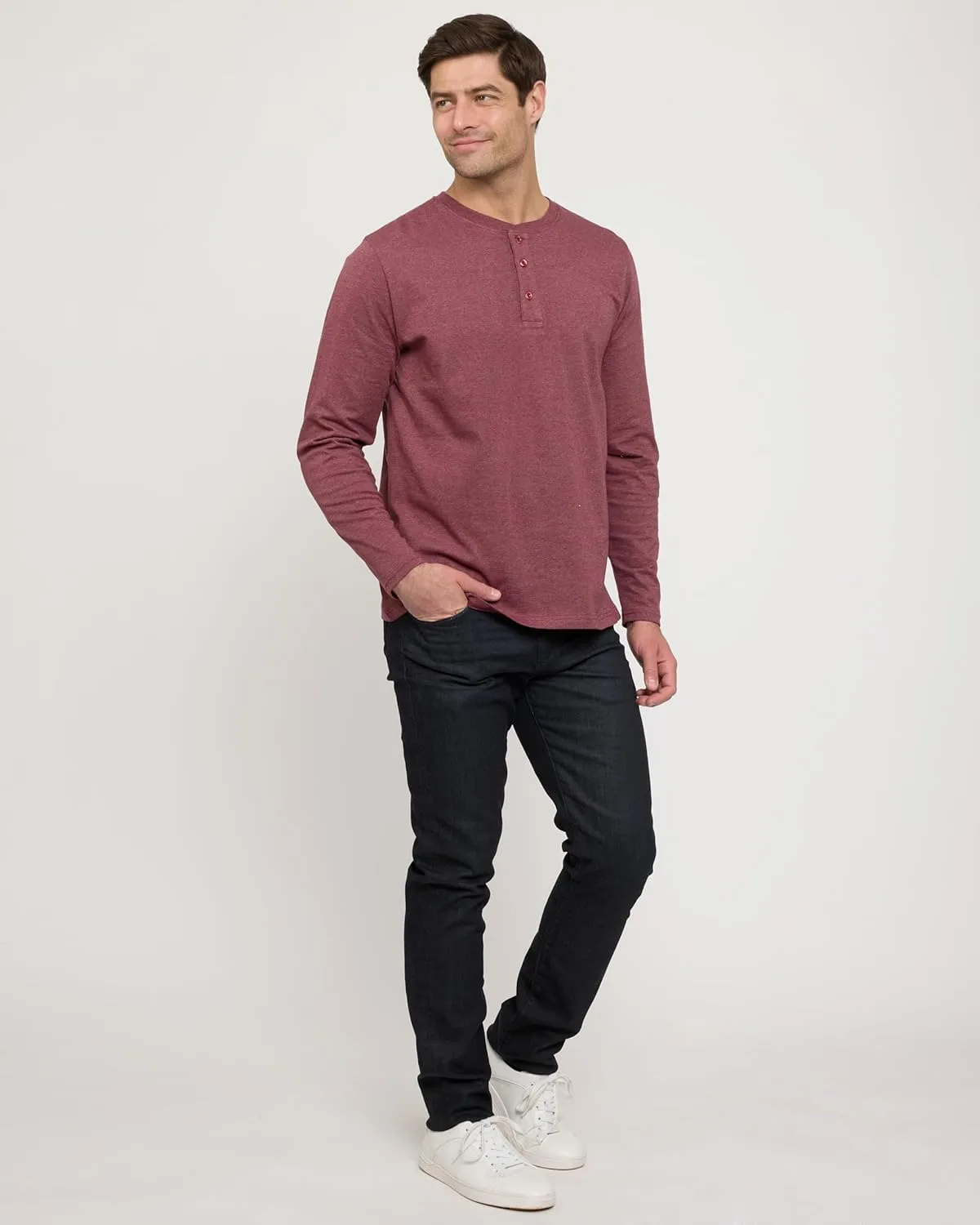 Real Essentials 3 Pack: Men's Cotton Short & Long Sleeve Henley T-Shirt Performance Activewear (Available in Big & Tall)