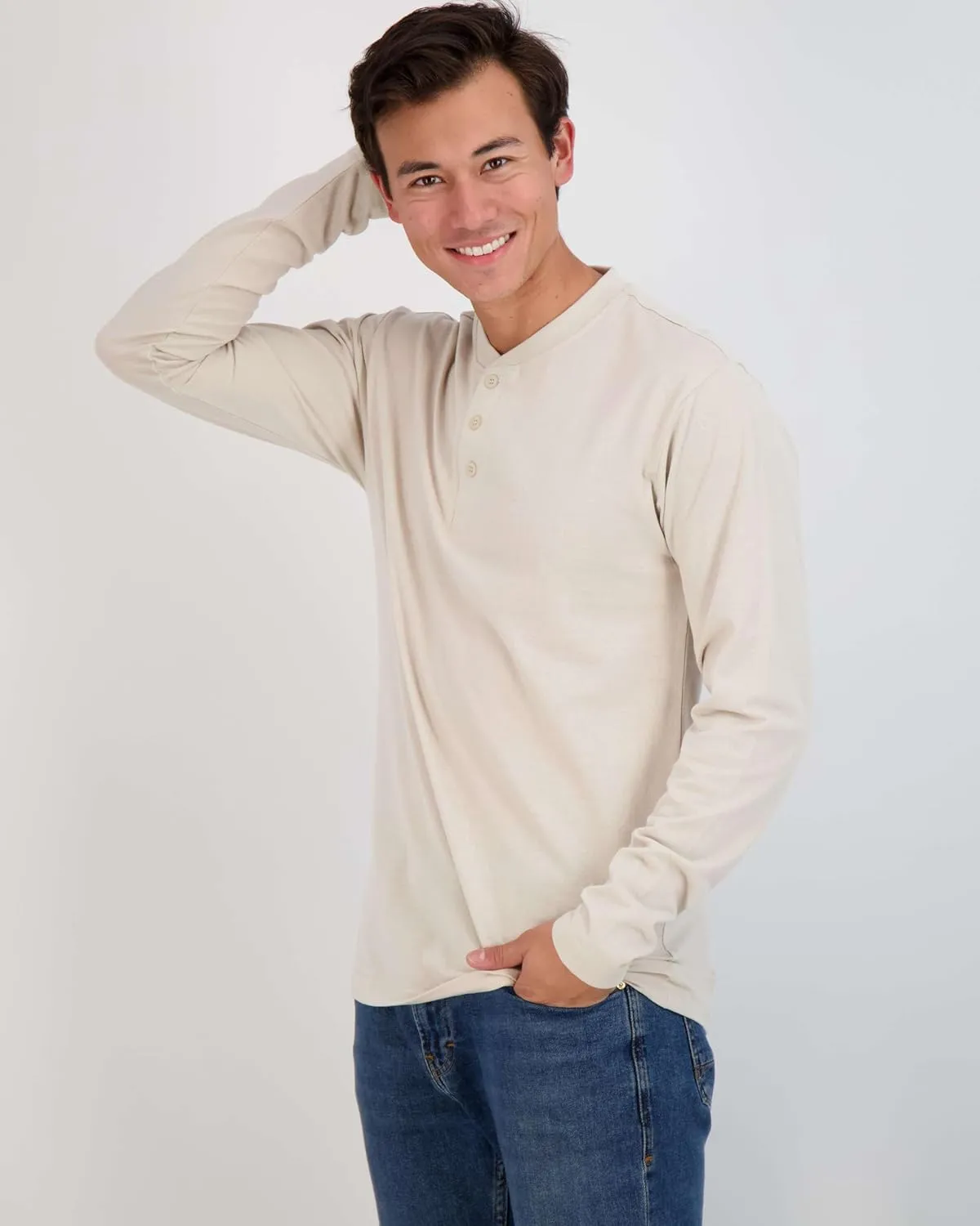 Real Essentials 3 Pack: Men's Cotton Short & Long Sleeve Henley T-Shirt Performance Activewear (Available in Big & Tall)