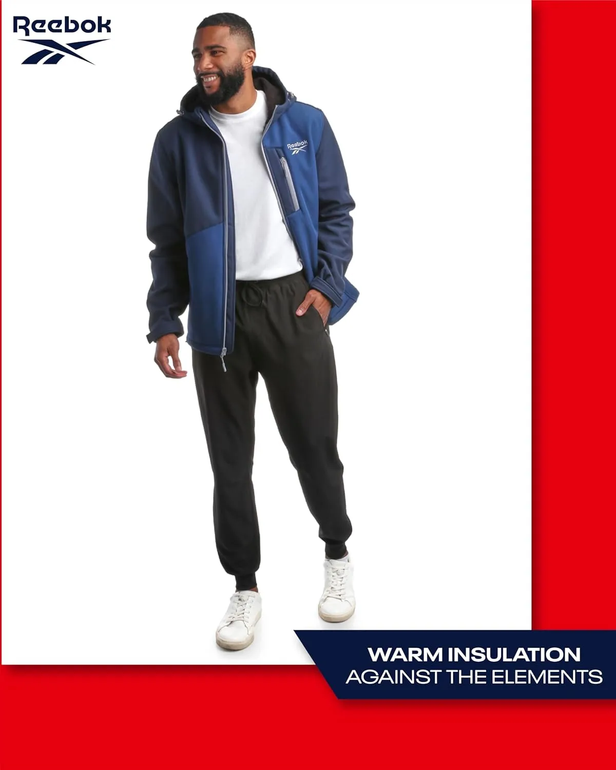 Reebok Men's Jacket - Weather Resistant Fleece Lined Softshell Jacket Coat - Lightweight Casual Coat for Men (M-XXL)