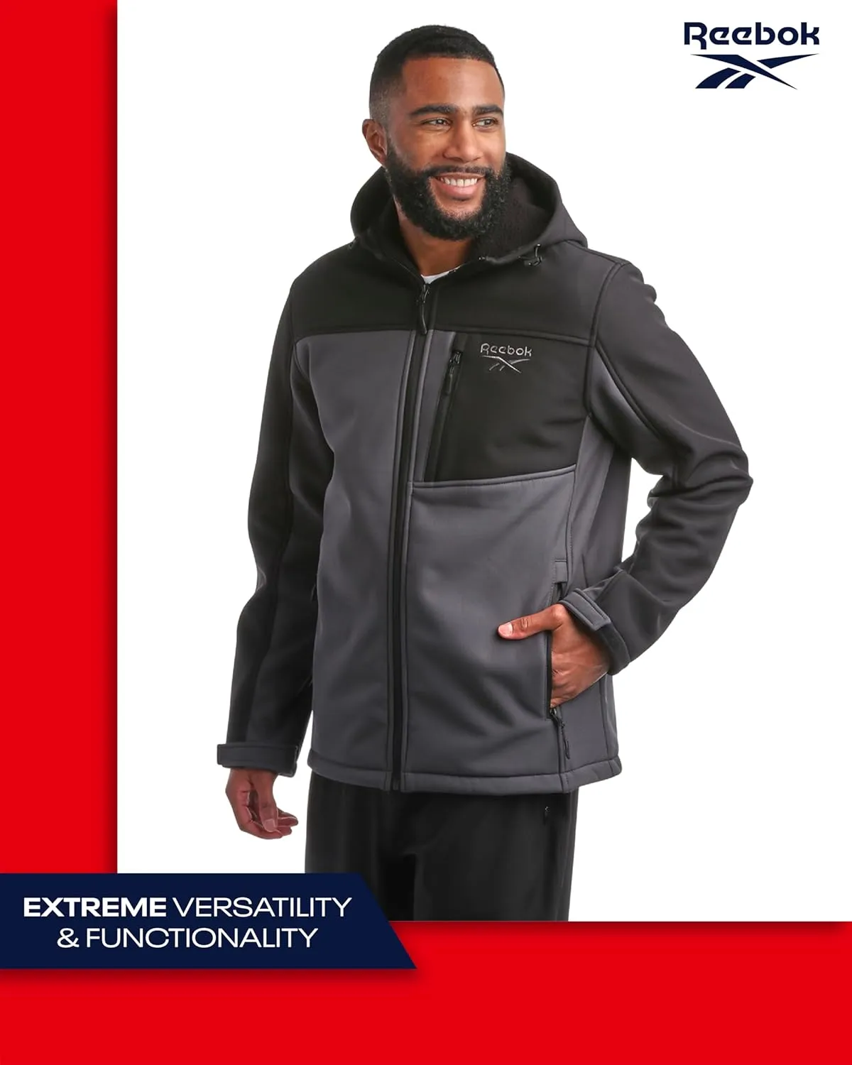 Reebok Men's Jacket - Weather Resistant Fleece Lined Softshell Jacket Coat - Lightweight Casual Coat for Men (M-XXL)