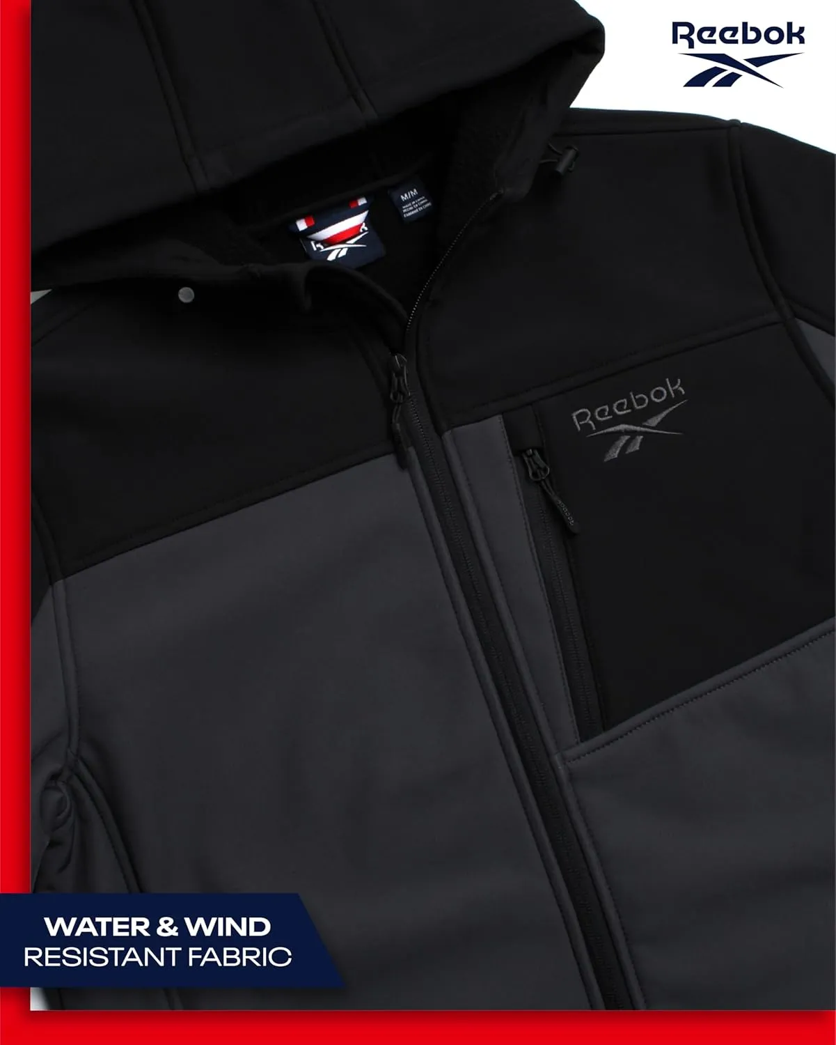 Reebok Men's Jacket - Weather Resistant Fleece Lined Softshell Jacket Coat - Lightweight Casual Coat for Men (M-XXL)