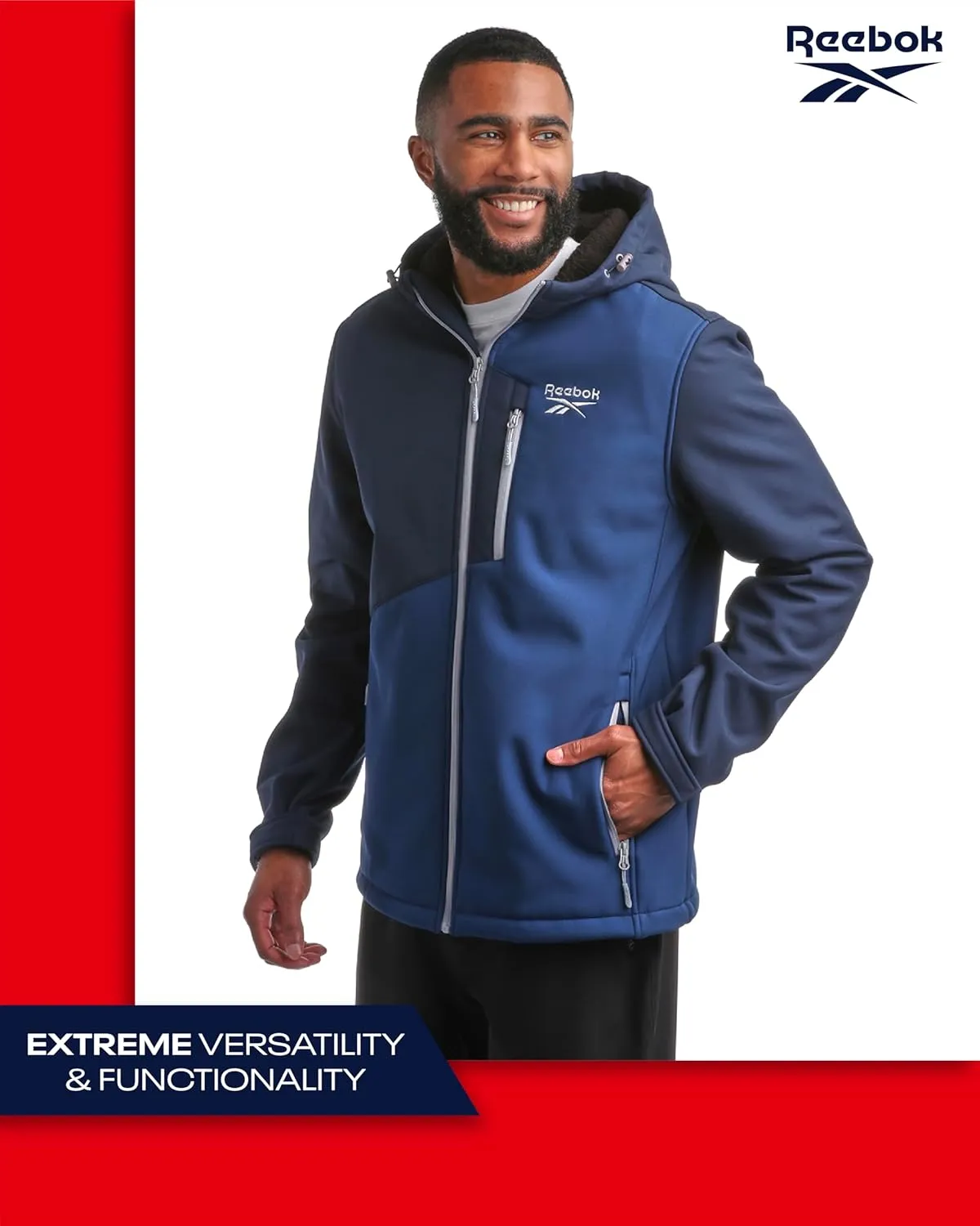 Reebok Men's Jacket - Weather Resistant Fleece Lined Softshell Jacket Coat - Lightweight Casual Coat for Men (M-XXL)