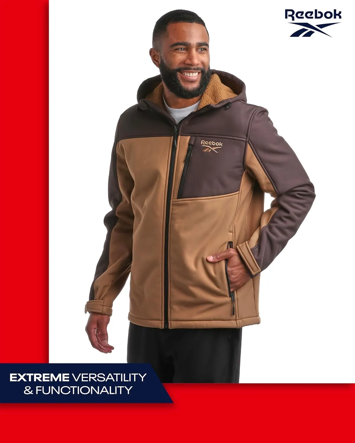 Reebok Men's Jacket - Weather Resistant Fleece Lined Softshell Jacket Coat - Lightweight Casual Coat for Men (M-XXL)