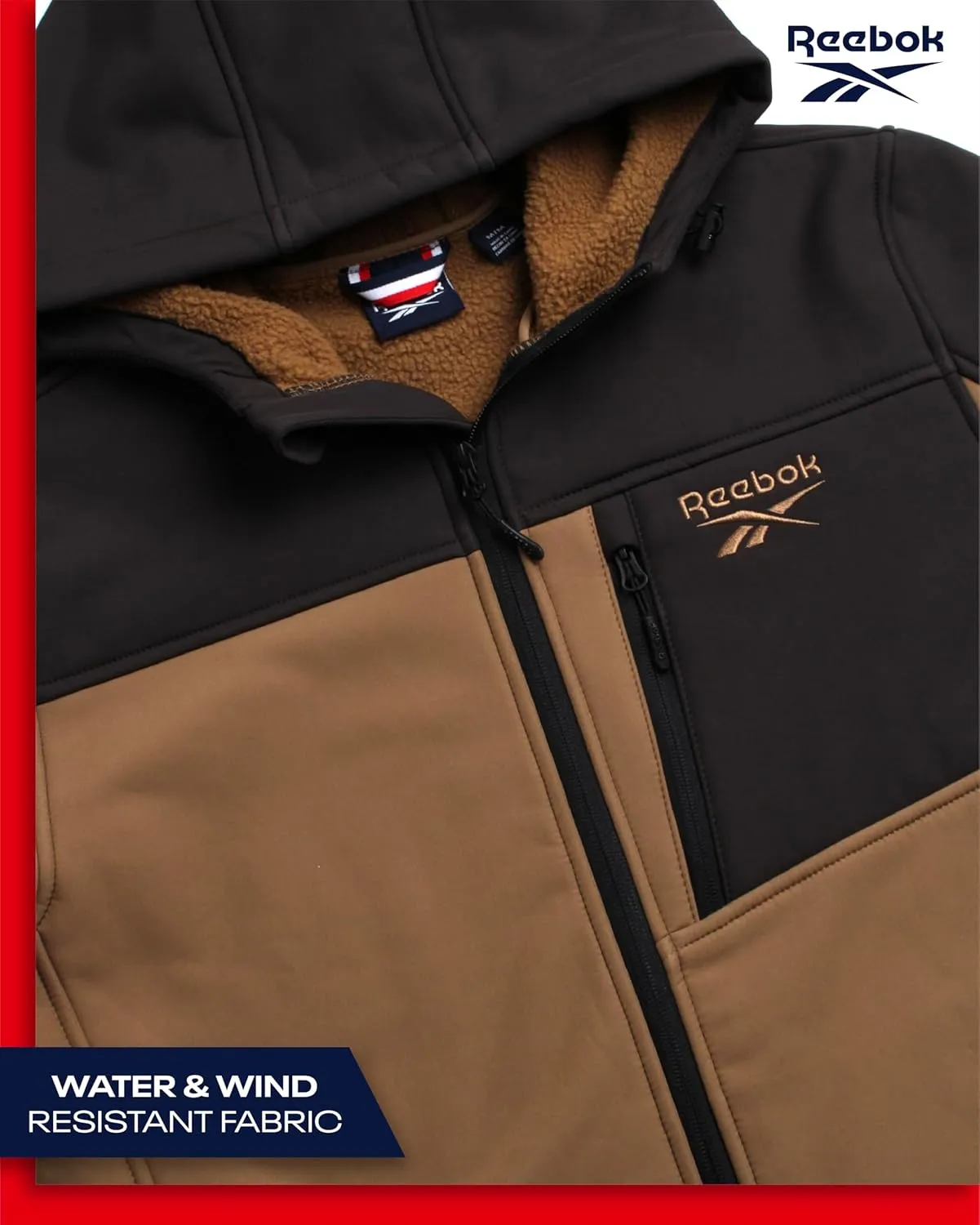 Reebok Men's Jacket - Weather Resistant Fleece Lined Softshell Jacket Coat - Lightweight Casual Coat for Men (M-XXL)