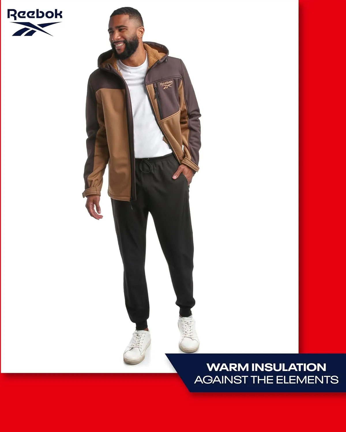 Reebok Men's Jacket - Weather Resistant Fleece Lined Softshell Jacket Coat - Lightweight Casual Coat for Men (M-XXL)