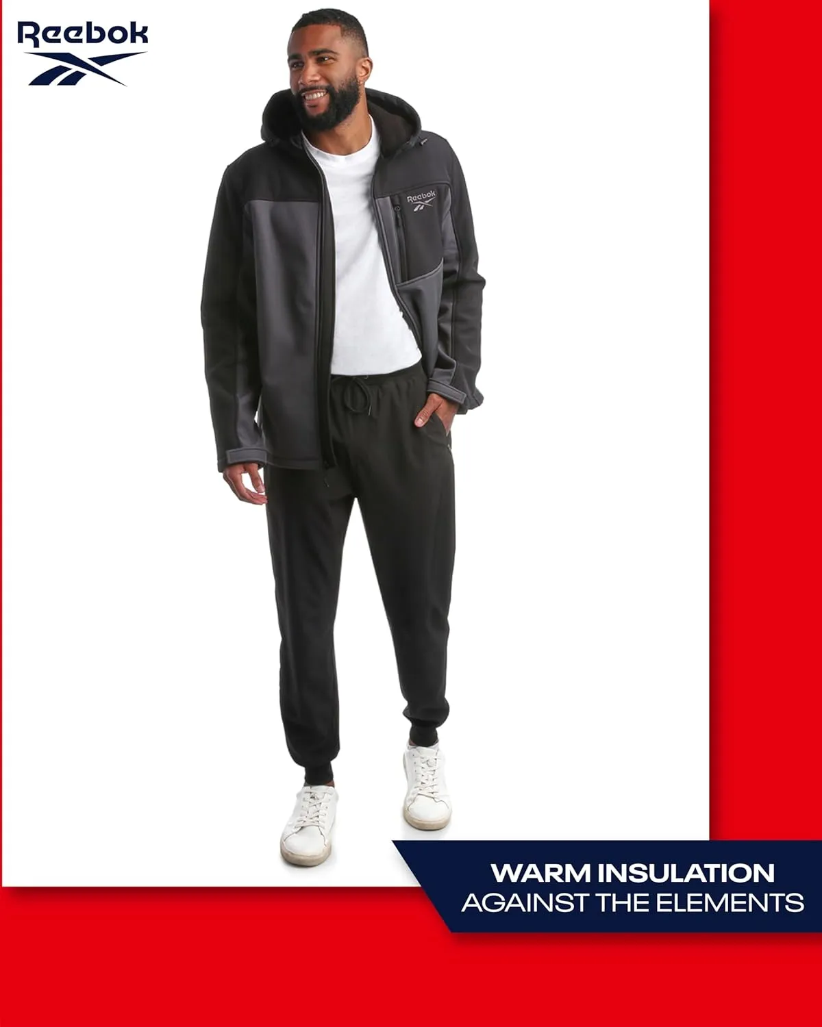 Reebok Men's Jacket - Weather Resistant Fleece Lined Softshell Jacket Coat - Lightweight Casual Coat for Men (M-XXL)