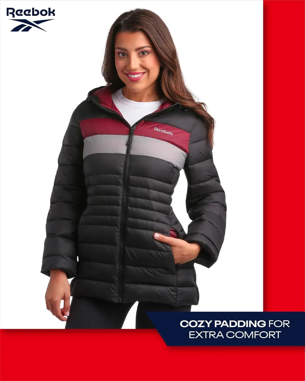 Reebok Women Jacket - Packable Quilted Puffer Coat  Casual Jacket for Women (S-XL)