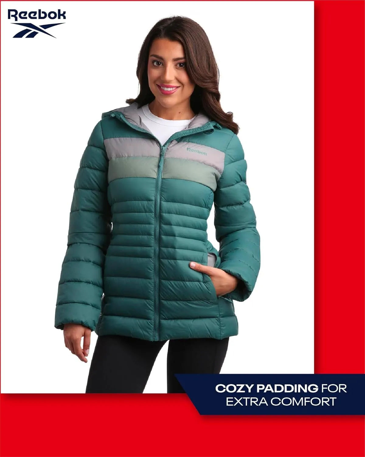 Reebok Women Jacket - Packable Quilted Puffer Coat  Casual Jacket for Women (S-XL)