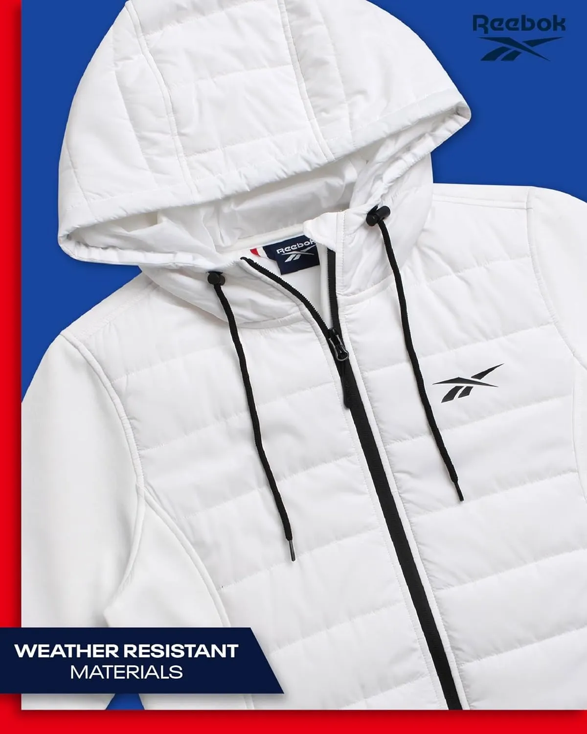 Reebok Women's Jacket - Lightweight Quilted Puffer Parka Coat with Flex Stretch Panels  Casual Jacket for Women (S-XL)